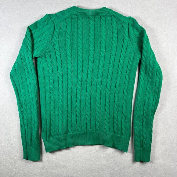 Vineyard Vines Sweater Womens Medium Green Cable Knit Cotton Cashmere Whale - Picture 5 of 6